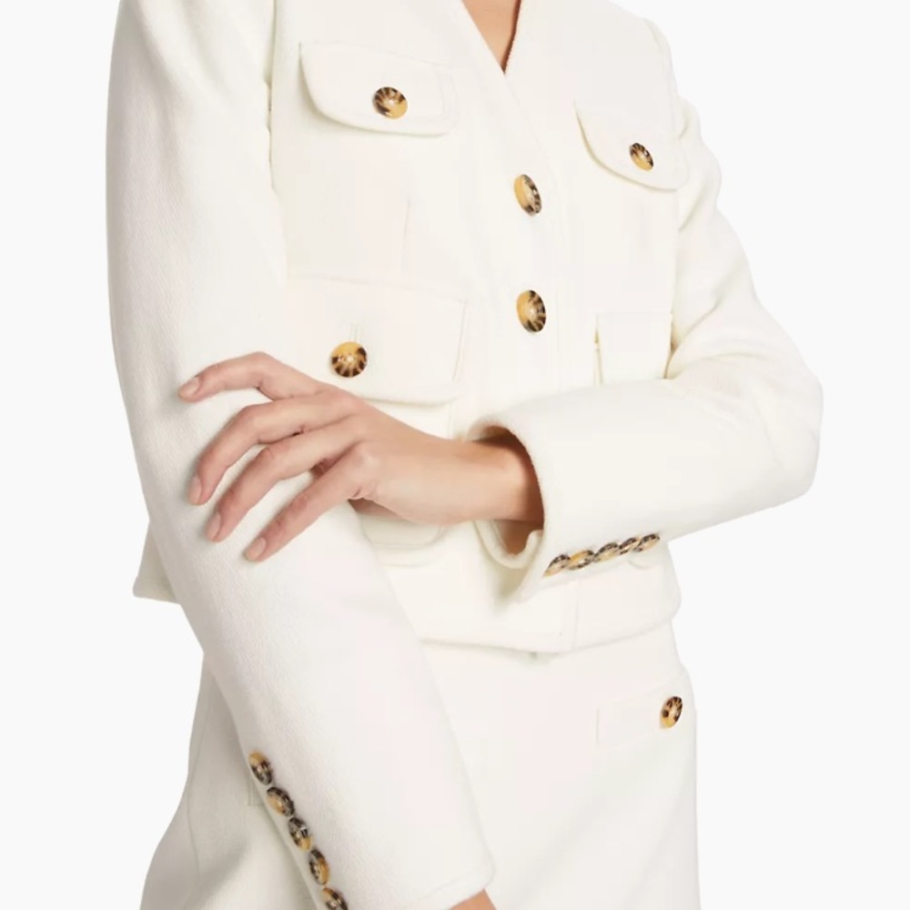 NWT Veronica Beard Isola Stretch Cotton-Blend V-Neck Jacket as 8